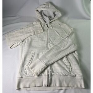 Merona Womens Sherpa Lined‎ Zip Up Hoodie Cursive Writing All Over Print Size XL